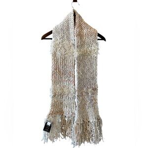 Handmade Scarf - Cream, Light Purple, and Pink Yarn, 74" Long, 7" Wide